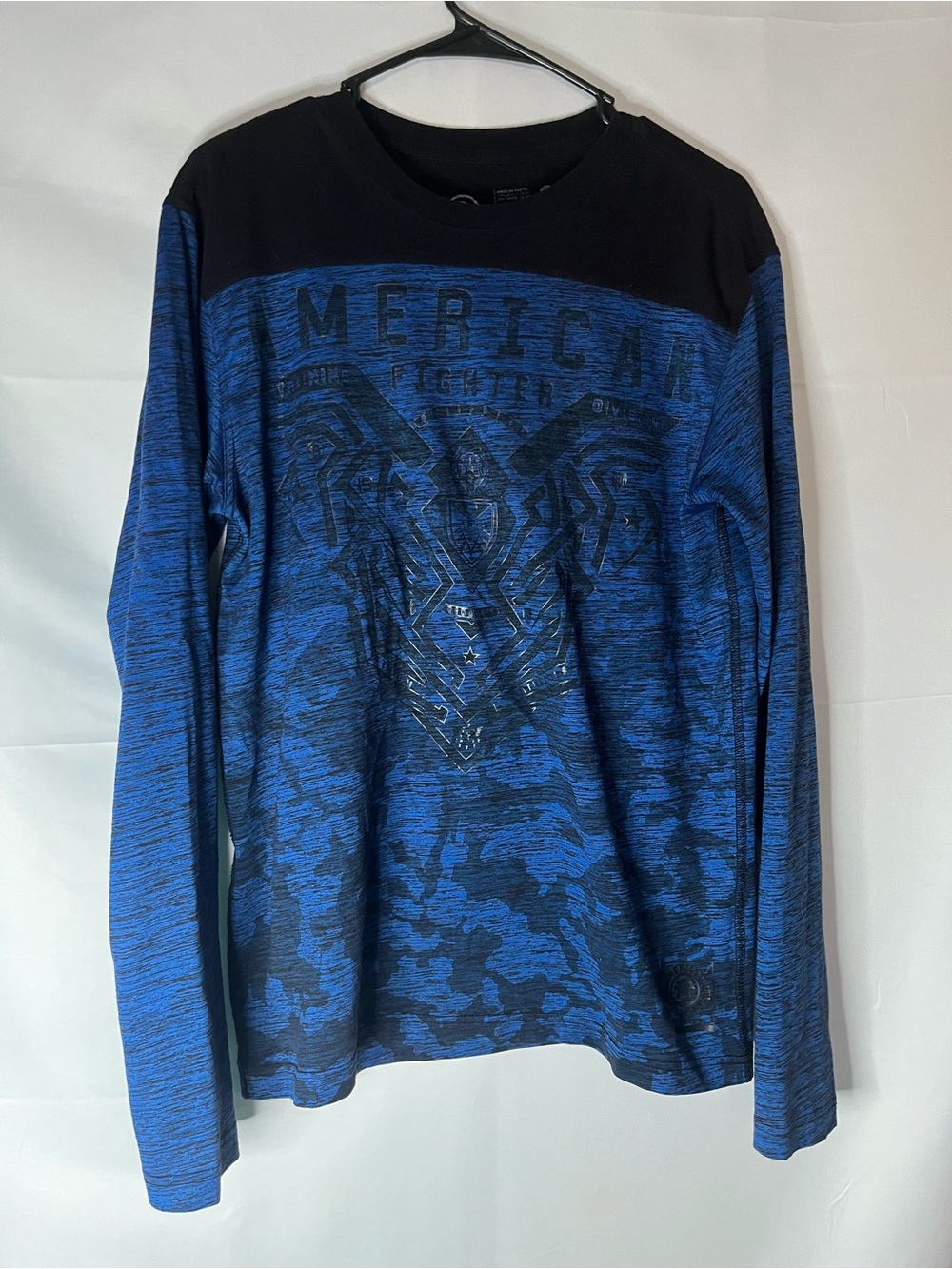 American Fighter Blue and Black Graphic Long Sleeve Tee